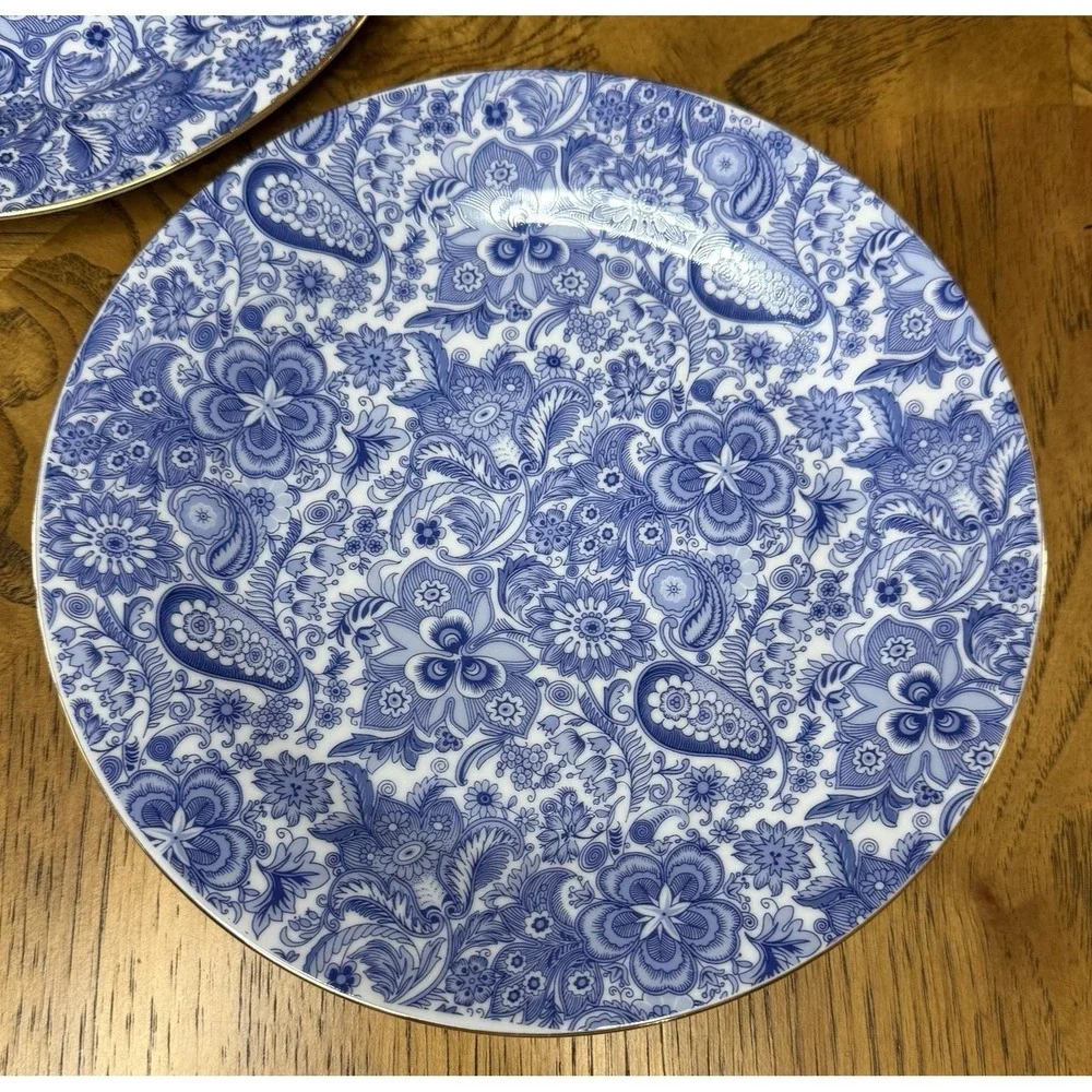 5‎ Antique Reflections J Godinger Blue Floral Dessert Plate 7.5